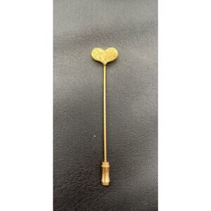 Vintage Brushed Matte Gold Tone Heart Stick Pin